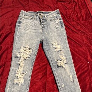 Judy Blue Light Blue Distressed Skinny Jeans